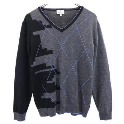 LANVIN en Bleu ランバンオンブルー 長袖 Vネック セーター 48 グレー ニット