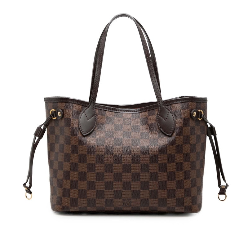 ルイ ヴィトン ダミエ ネヴァーフルPM トートバッグ ショルダー N51109 ブラウン PVC レザー レディース LOUIS VUITTON 中古