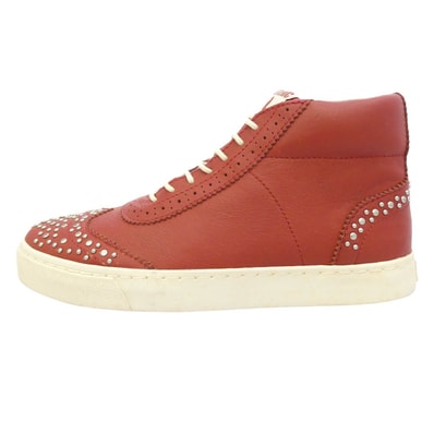 HYSTERIC GLAMOUR ヒステリックグラマー スタッズ ハイカット スニーカー レッド系 6【中古】