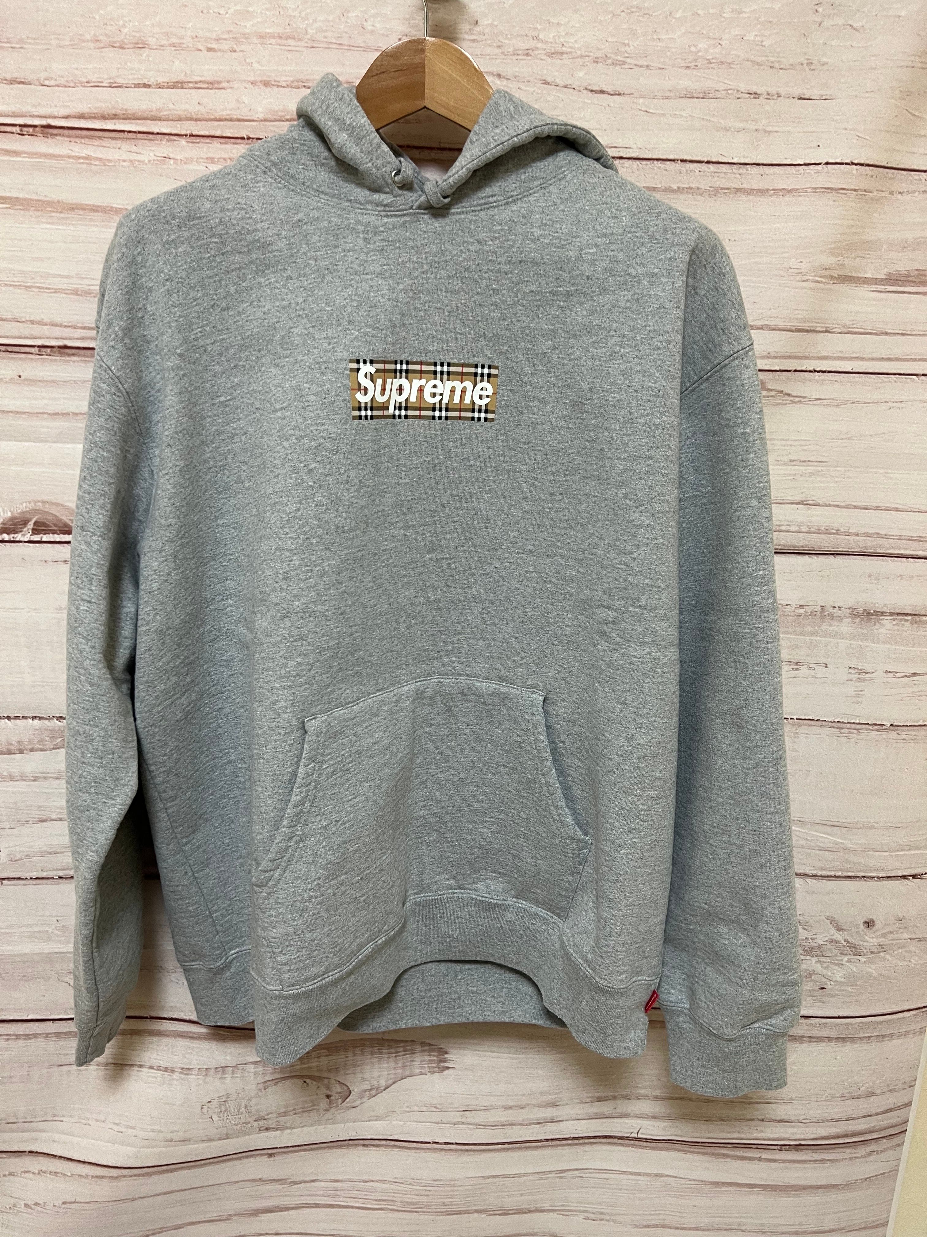 Supreme / Burberry Box Logo Hooded Sweatshirt "Heather Grey"