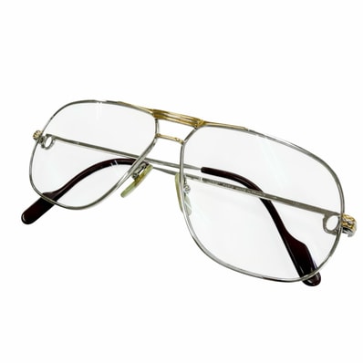良品 カルティエ メガネ トリニティ シルバー メンズ 59□12 135