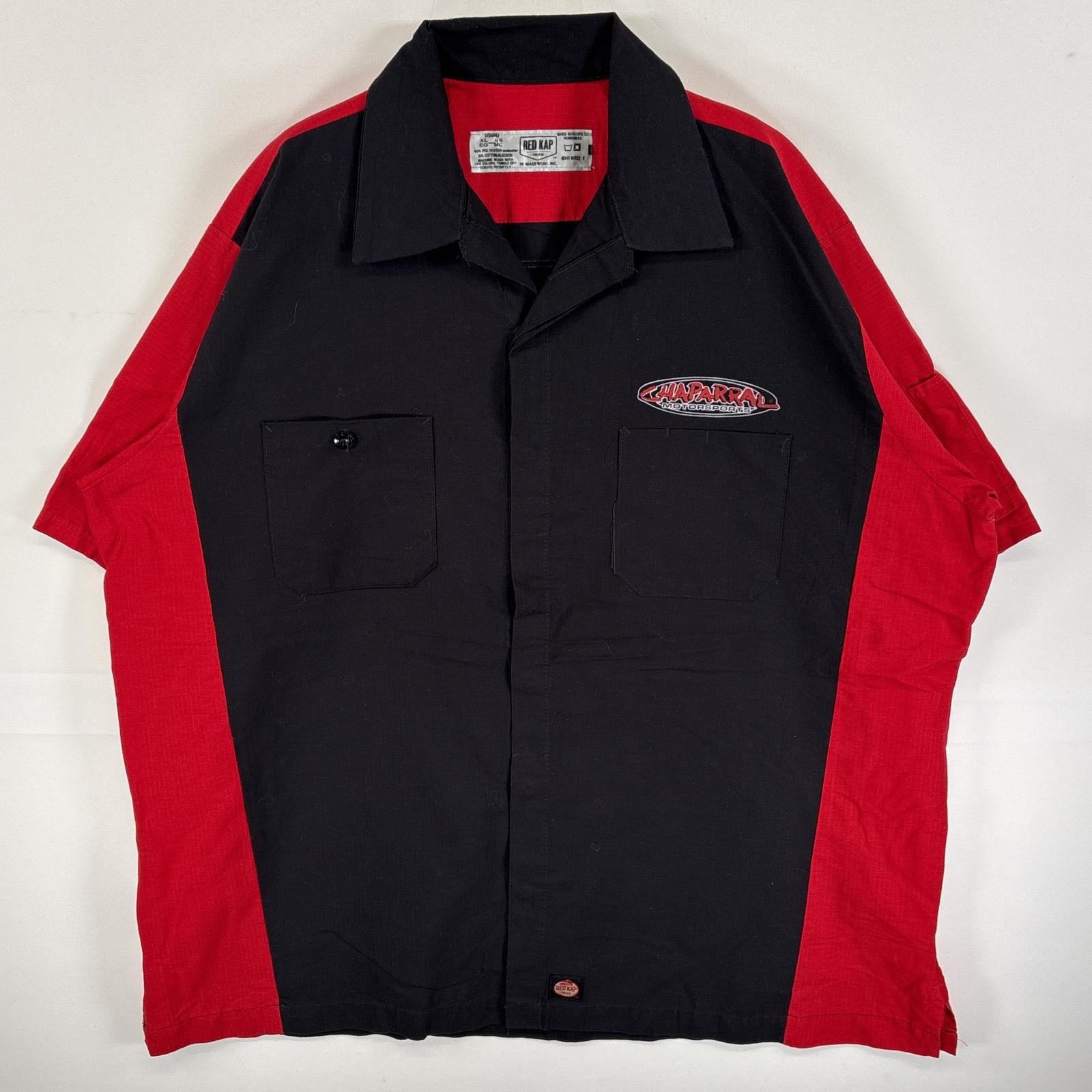 古着 レッドキャップ RED KAP 半袖シャツ ワークシャツ 大きいサイズ オープンカラー XL  ブラック系 ツートン メンズ