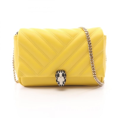 ブルガリ BVLGARI セルペンティ カボション ショルダーバッグ バッグ レザー レディース イエロー系 【中古】
