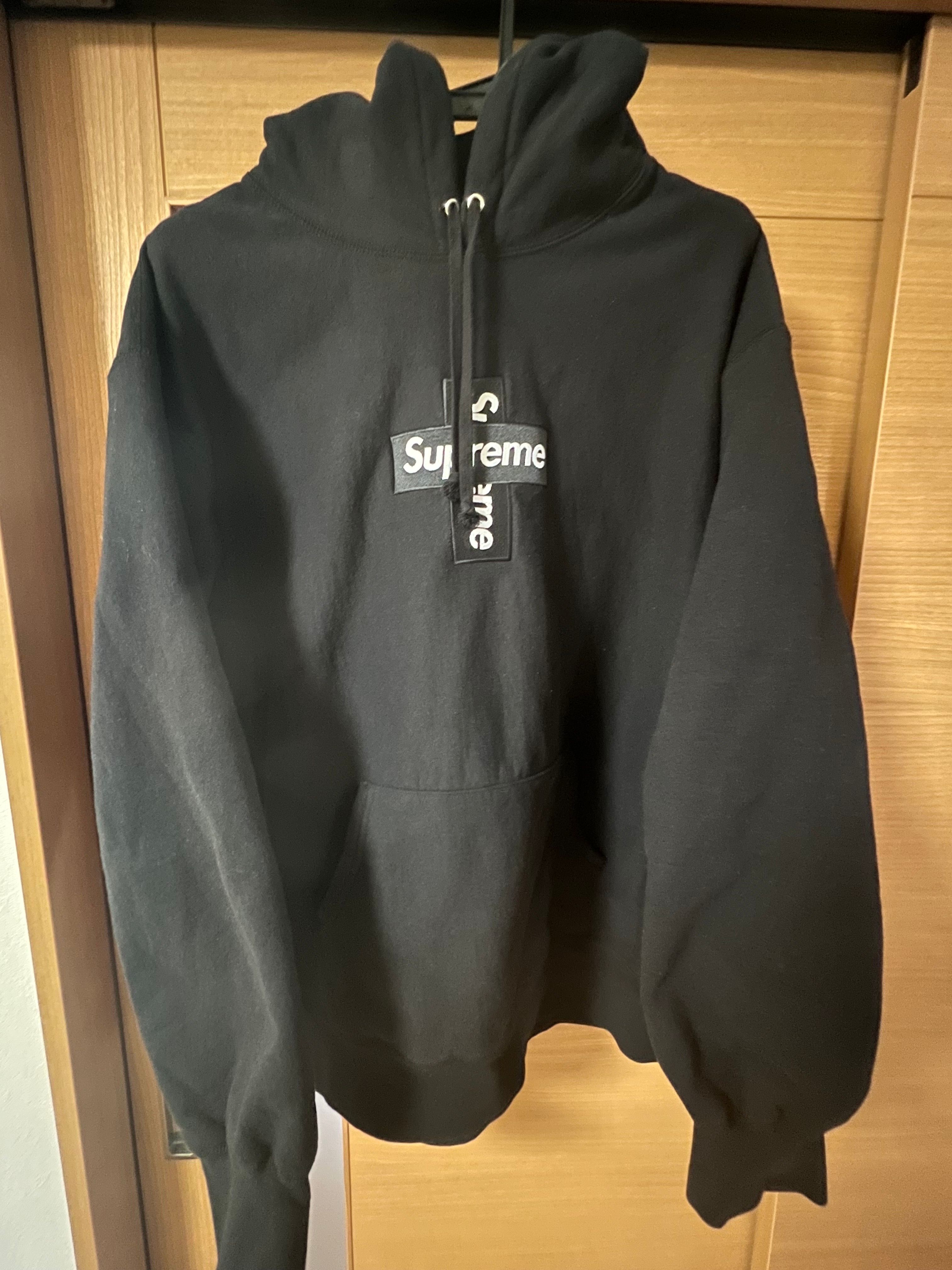 Supreme Cross Box Logo Hooded Sweatshirt "Black"
