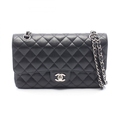 シャネル CHANEL マトラッセ Wフラップ ショルダーバッグ バッグ キャビアスキン(グレインドカーフ) レディース ブラック系 【中古】
