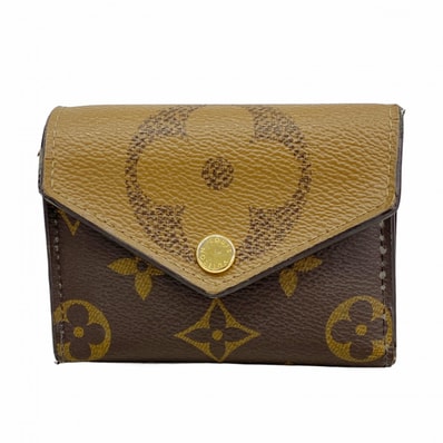 ★最終価格【6ce6047-k】ルイヴィトン 三つ折り財布 モノグラム・ジャイアントリバース ポルトフォイユゾエ M80725 ブラウン【中古】レディース