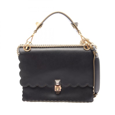フェンディ FENDI キャナイ ミディアム 2WAY ショルダーバッグ バッグ レザー レディース ブラック系 【中古】