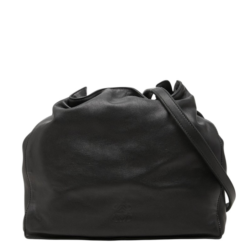 ロエベ アナグラム フラメンコ 斜め掛け ショルダーバッグ ブラック レザー レディース LOEWE 中古