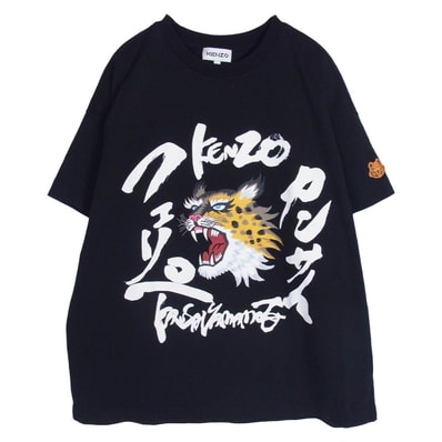 KENZO ケンゾー Tシャツ FB55TS0724SK × KANSAI YAMAMOTO 山本寛斎 ロゴプリント 半袖 Tシャツ カットソー ブラック系 S【中古】