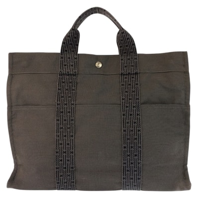 美品 HERMES エルメス エールラインMM グレー シルバー金具 ポリアミド ポリエステル/ トートバッグ ハンドバッグ 601451 【中古】