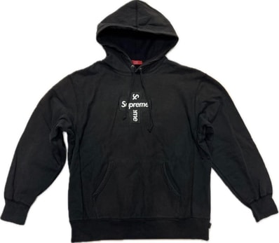 Supreme Cross Box Logo Hooded Sweatshirt "Black"