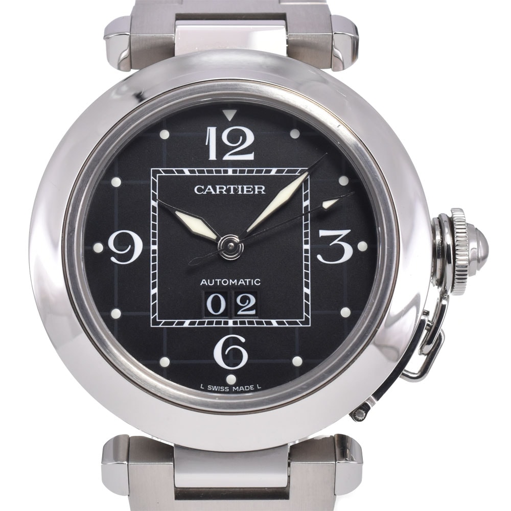 カルティエ CARTIER W31053M7 パシャC ビックデイト ブラック 自動巻き メンズ 美品 腕時計 Q#149162