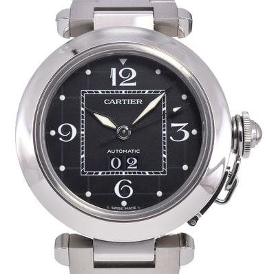 カルティエ CARTIER W31053M7 パシャC ビックデイト ブラック 自動巻き メンズ 美品 腕時計 Q#149162