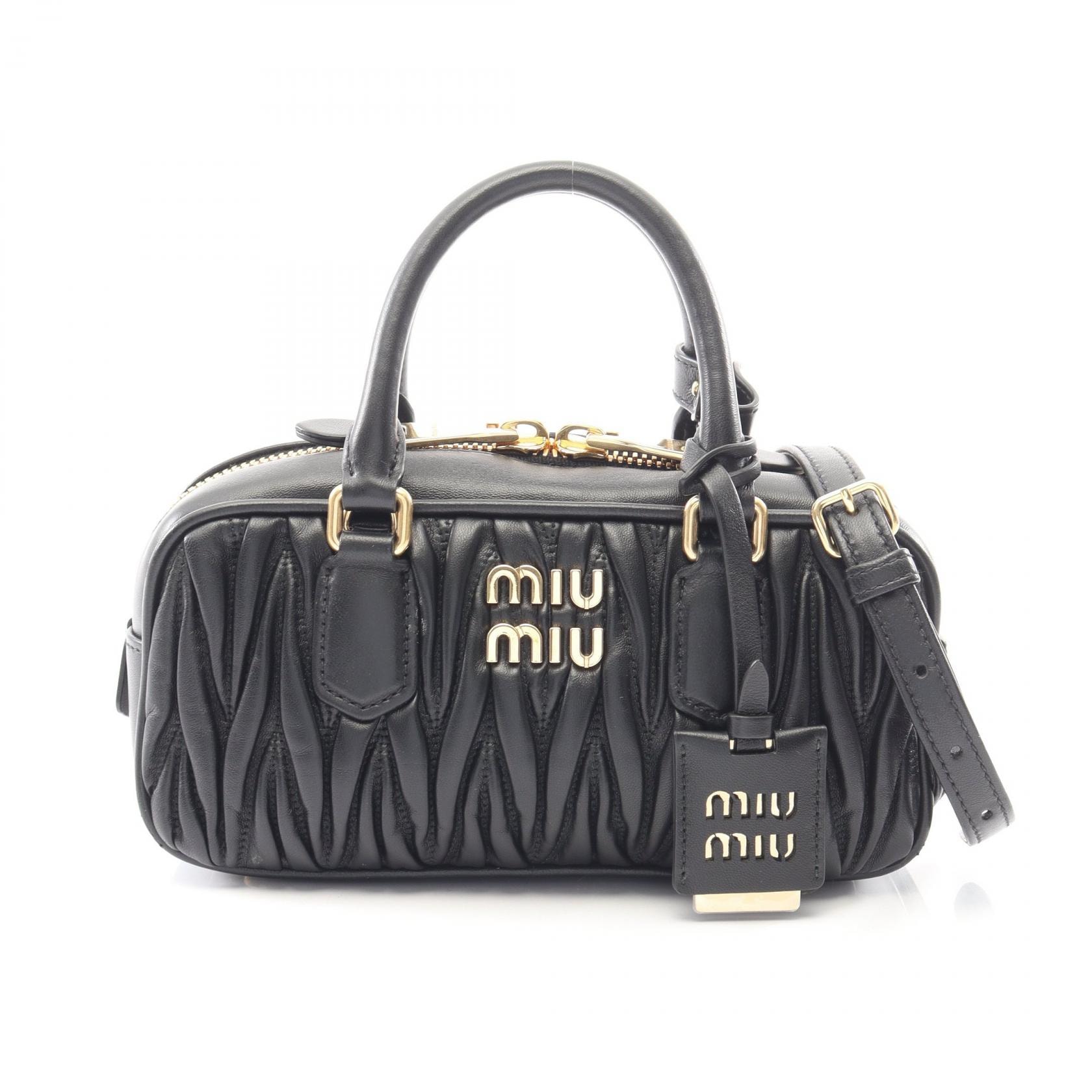 ミュウ ミュウ Miu Miu MATELASSE マテラッセ 2WAY ハンドバッグ バッグ レザー レディース ブラック系 5BB142 【中古】
