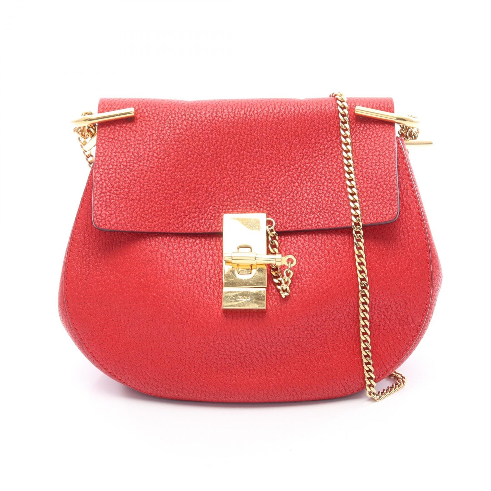 クロエ Chloe Drew ドリュー ショルダーバッグ バッグ レザー レディース レッド系 【中古】