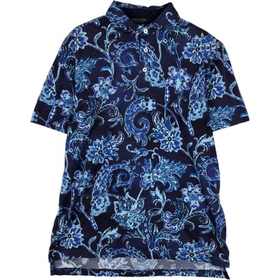 古着 ラルフローレン Ralph Lauren POLO GOLF ポロゴルフ ペイズリー柄 ボタニカル柄 半袖 ポロシャツ メンズS相当/eaa644782