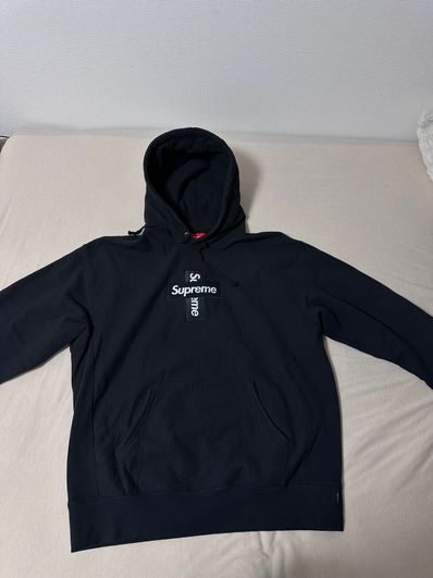 Supreme Cross Box Logo Hooded Sweatshirt "Black"