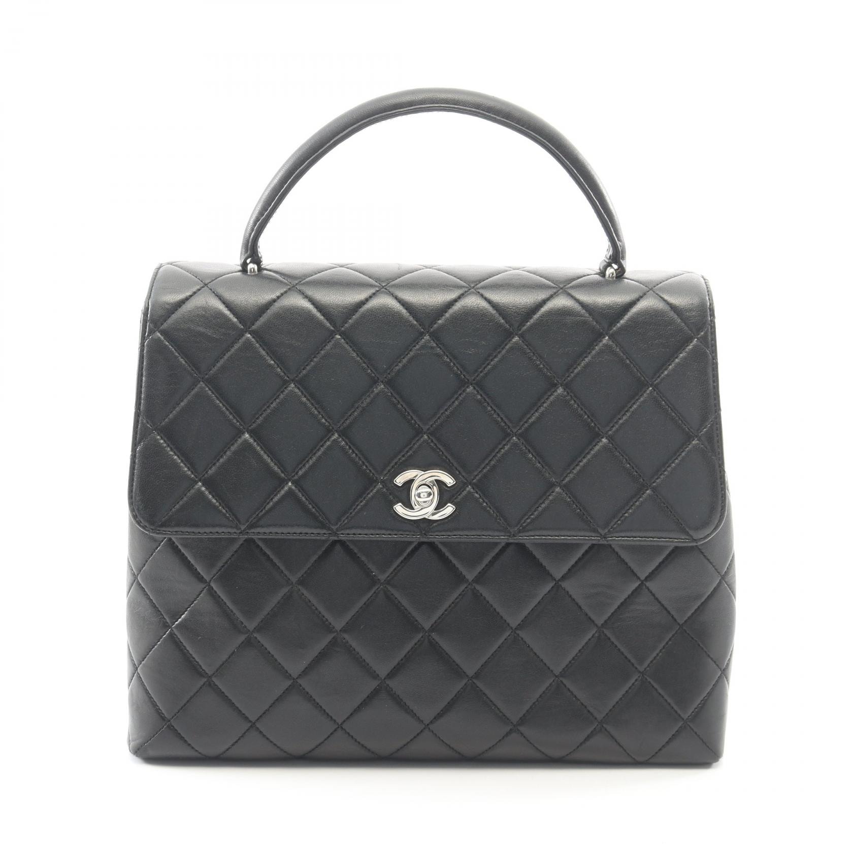 シャネル CHANEL マトラッセ トップハンドル ハンドバッグ バッグ ラムスキン(羊革) レディース ブラック系 【中古】