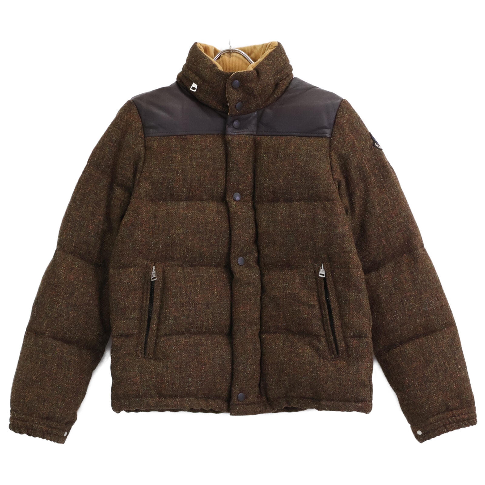 モンクレール x JUNYAWATANABEMAN ジュンヤワタナベマン 08AW WB-J104 ツイードウールxレザーヨーク切替 エベレスト ダウン SS