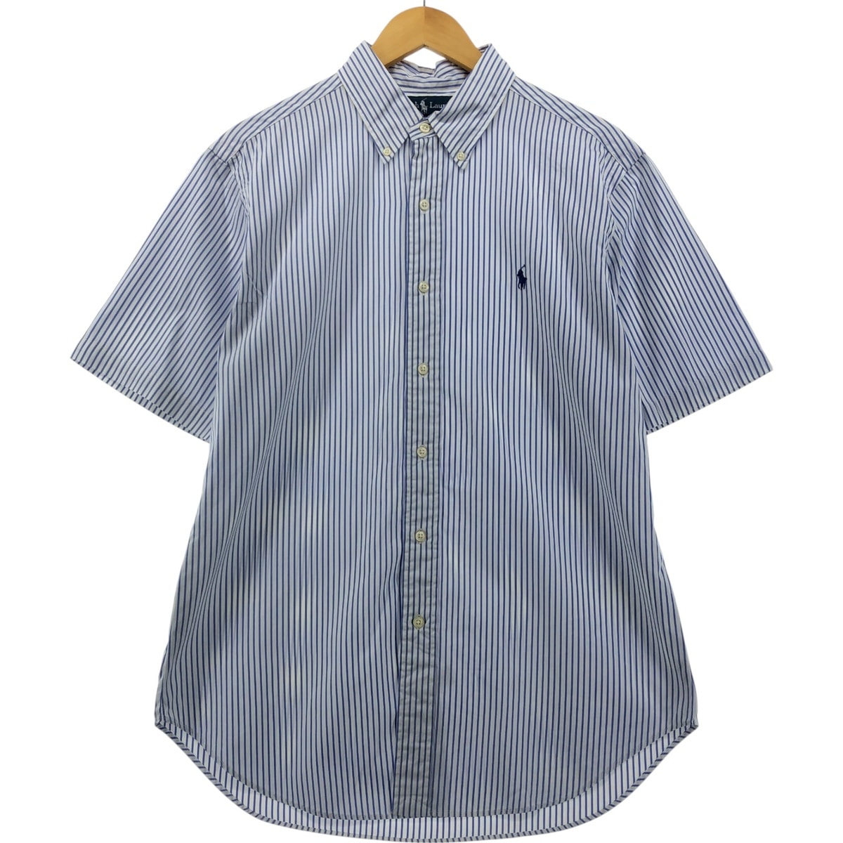 古着 ラルフローレン Ralph Lauren CLASSIC FIT クラシックフィット 半袖 ボタンダウン ストライプシャツ メンズL相当/eaa555154