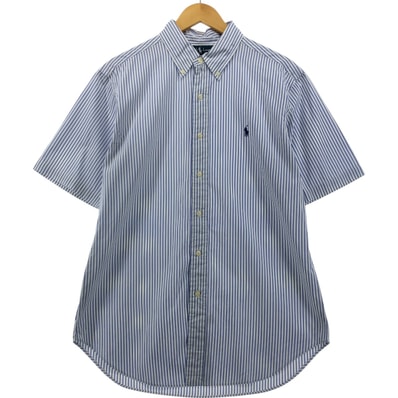 古着 ラルフローレン Ralph Lauren CLASSIC FIT クラシックフィット 半袖 ボタンダウン ストライプシャツ メンズL相当/eaa555154