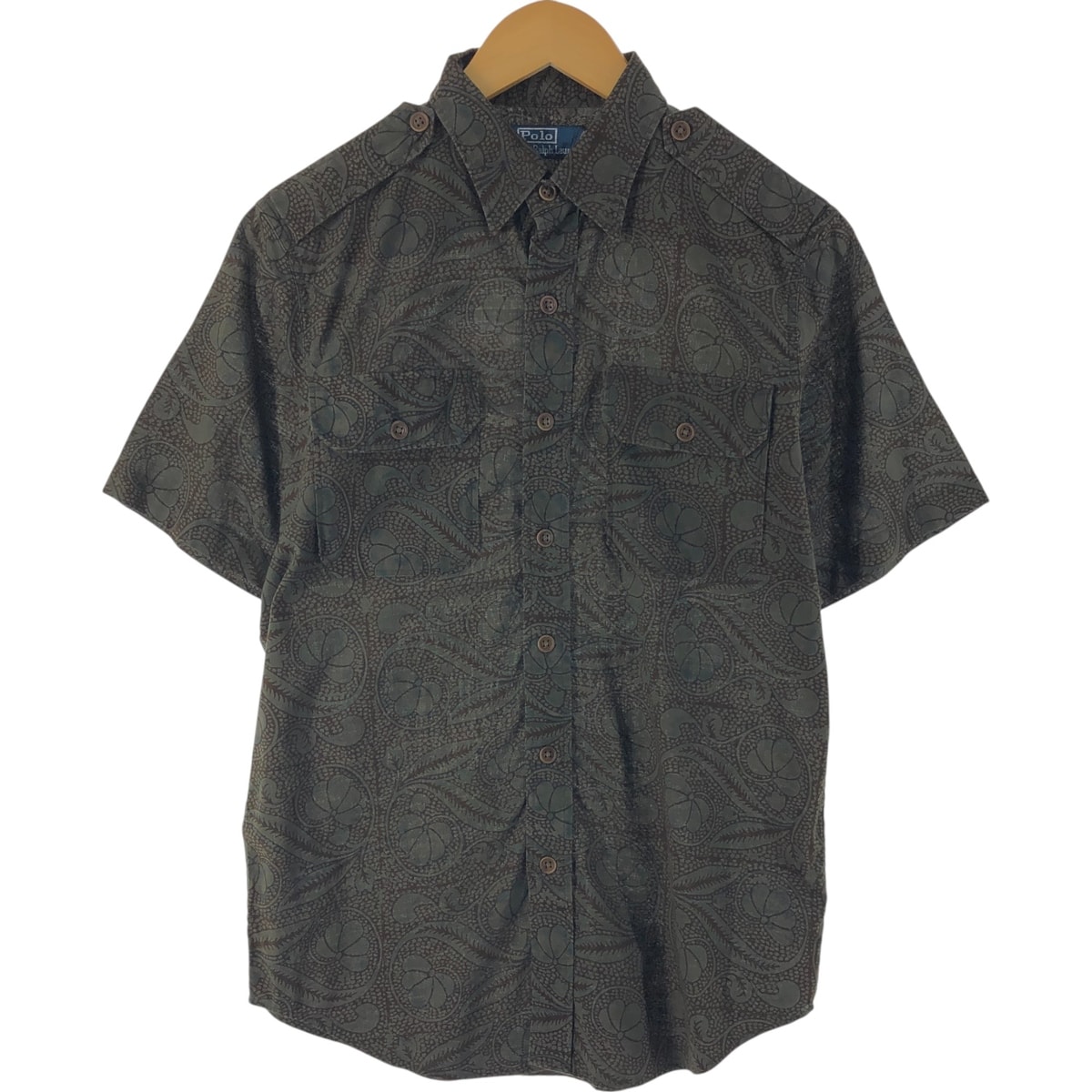 古着 ラルフローレン Ralph Lauren POLO by Ralph Lauren 総柄 半袖 ボタンダウンシャツ メンズS相当/eaa537260
