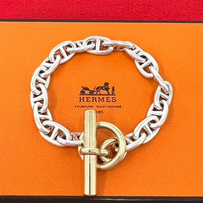HERMES エルメス パティーヌ MM 17コマ ブレスレット 筆記体ロゴ シルバー925 K18イエローゴールド ブレスレット シルバー
29312