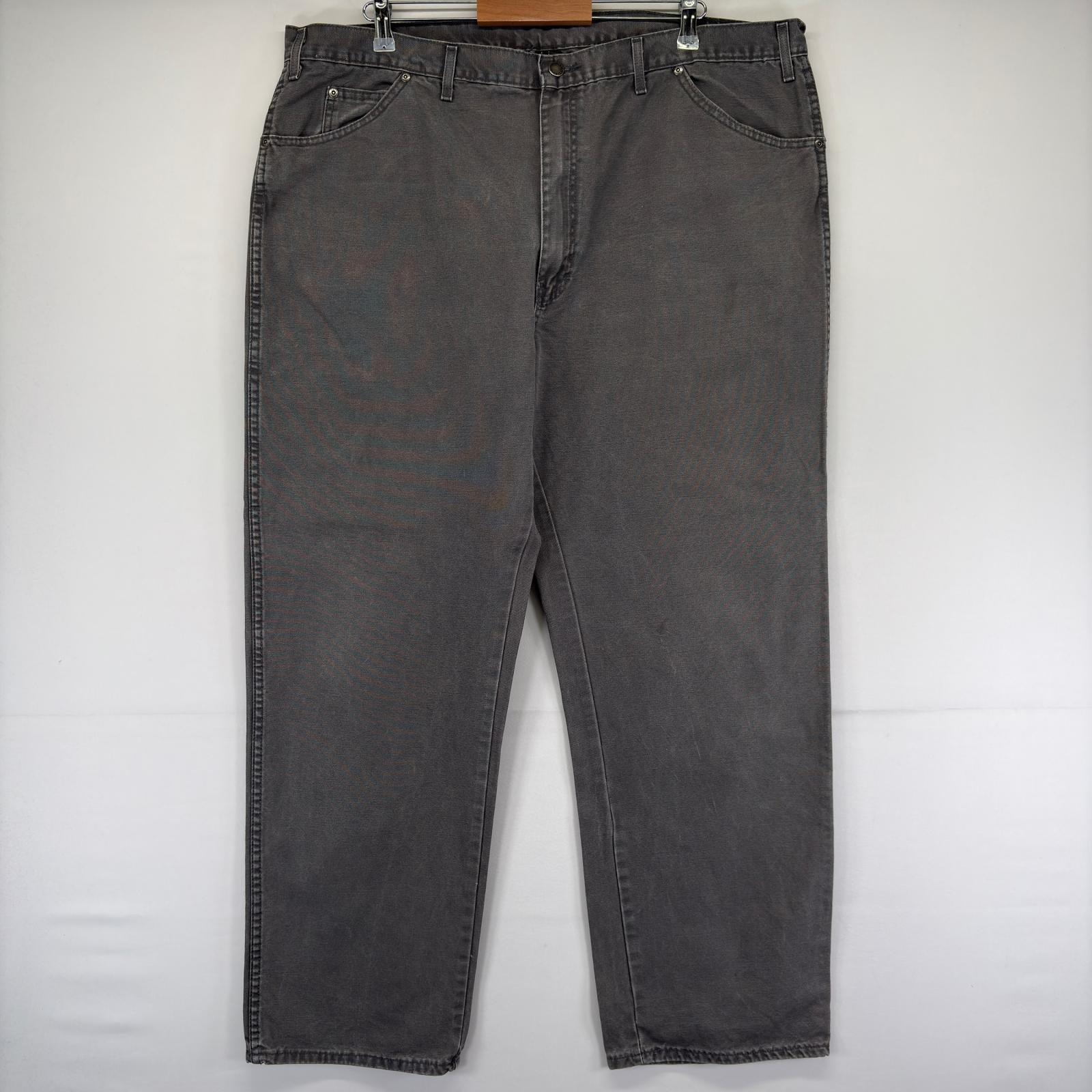 古着 ディッキーズ Dickies ダック パンツ ワンポイントロゴ 作業着 ダック ワーク w44 L32  グレー メンズ
