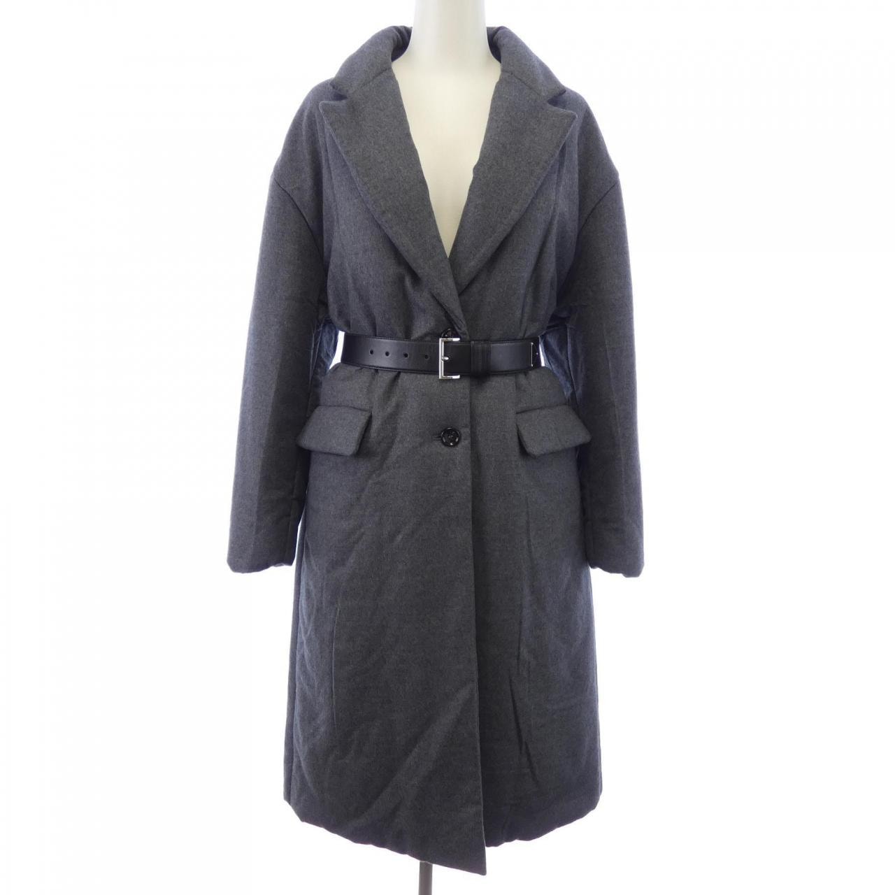 PRADA Women's Single Breasted Cashmere Coat "Slate Grey"