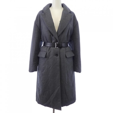 PRADA Women's Single Breasted Cashmere Coat "Slate Grey"