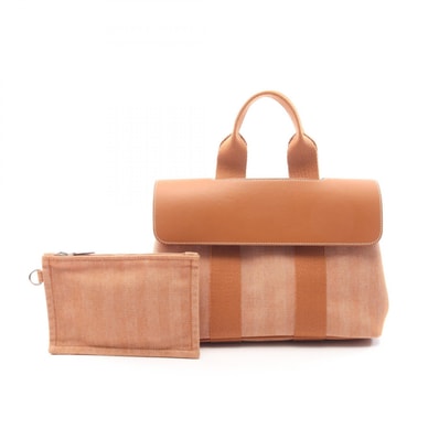 エルメス HERMES ヴァルパライソPM ゴールド ハンドバッグ バッグ キャンバス レザー ヴォースイフト トワルシェブロン ゴールド レディース ブラウン系 【中古】