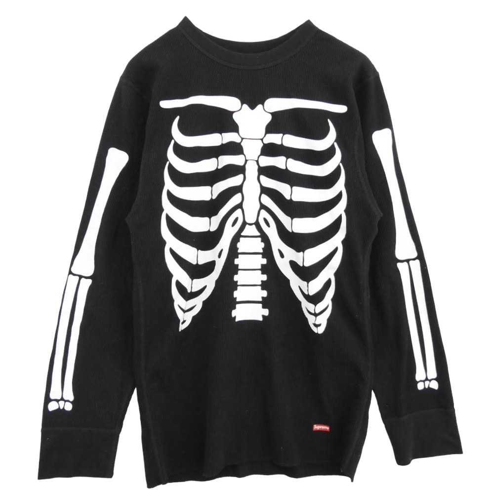 Supreme シュプリーム カットソー 25AW Hanes Bones Thermal Crew ヘインズ サーマル クルーネック 長袖 Tシャツ カットソー ブラック系 L【美品】【中古】