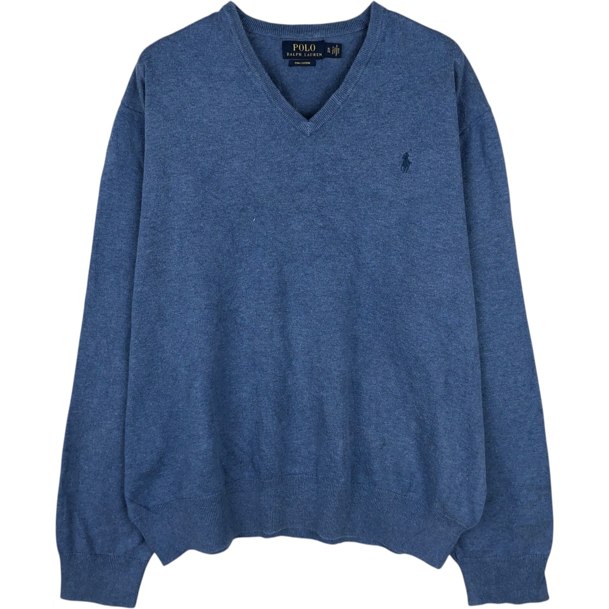 古着 ラルフローレン Ralph Lauren POLO RALPH LAUREN PIMA COTTON Vネック ピマコットンニットセーター メンズXL相当/eaa637203