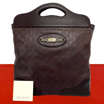 GUCCI グッチ ホースビット 金具 グッチシマ レザー ハンドバッグ ブラウン
43220