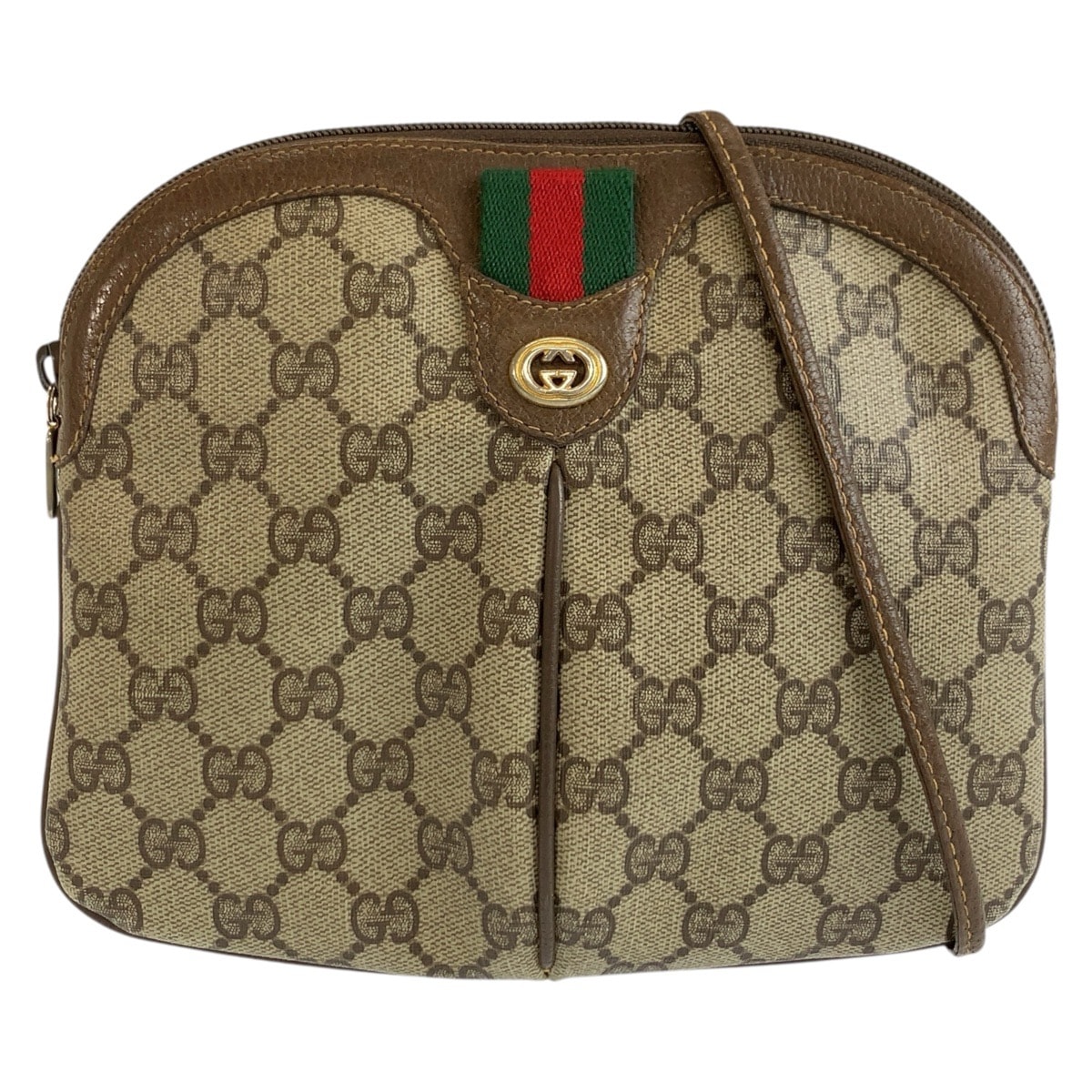 GUCCI グッチ ヴィンテージ シェリーライン ベージュ ブラウン GGスプリームキャンバス ショルダーバッグ ポシェット 604610 【中古】