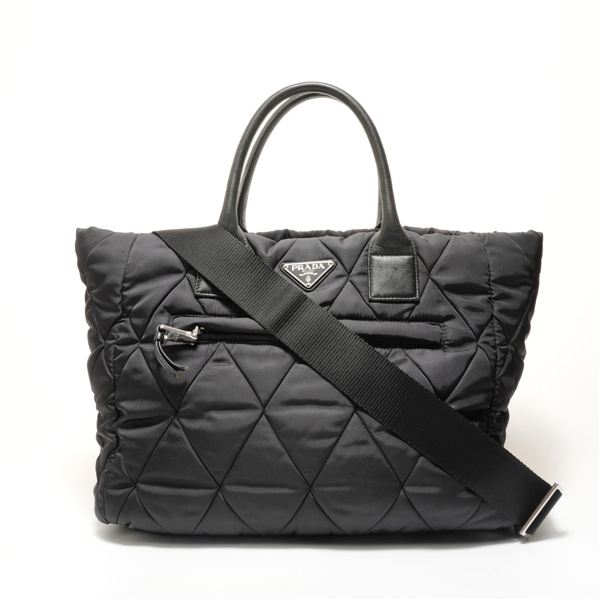 プラダ PRADA トライアングルロゴ ニューテスートボンバー 2WAY ショルダーバッグ【中古】