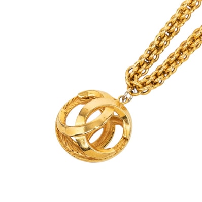 シャネル ココマーク ヴィンテージ チェーン ネックレス ゴールド メッキ レディース CHANEL 中古