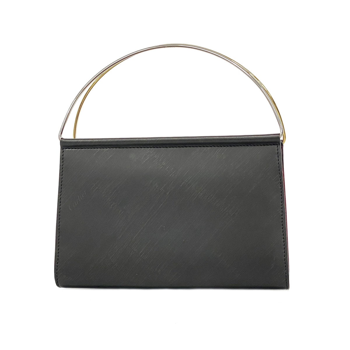 【6gd4940】カルティエ ハンドバッグ トリニティ レザー ブラック ゴールド/シルバー金具【中古】レディース