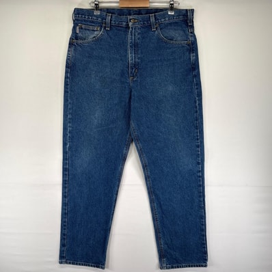 古着 カーハート Carhartt デニム パンツ デニムパンツ ワンポイントロゴ 5ポケット 大きいサイズ W38 L32 ブルー系 メンズ
