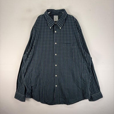 古着 ブルックスブラザーズ Brooks Brothers 長袖シャツ 胸ポケット XL グリーン系 チェック メンズ