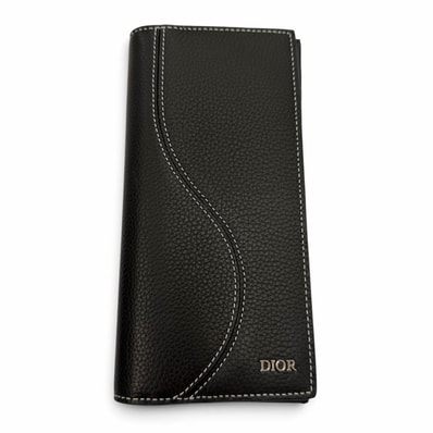 極美品 ディオール オム 長財布 Saddle ブラック メンズ 2ADBC330YKK