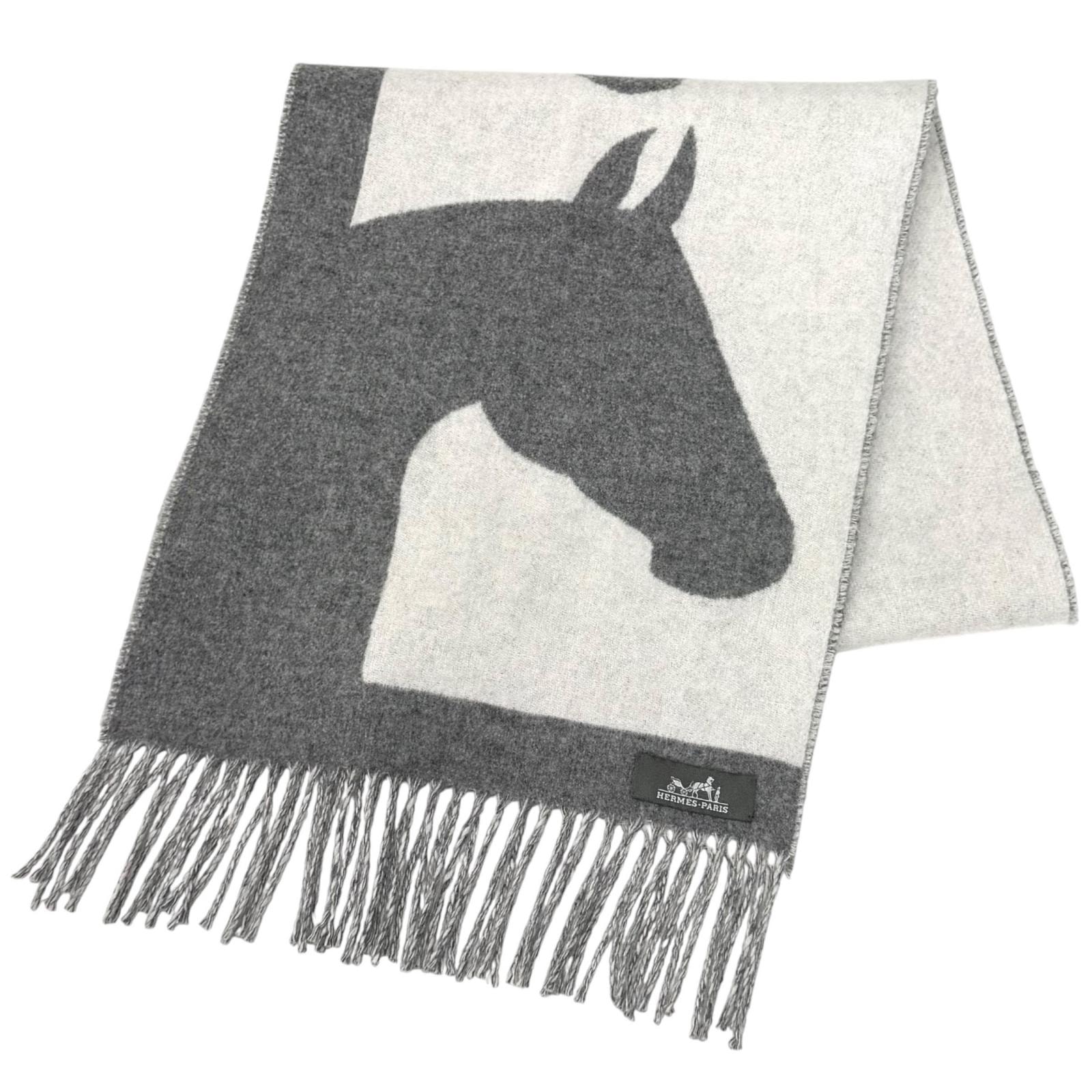 美品 エルメス マフラー ラブストーリー グレー レディース