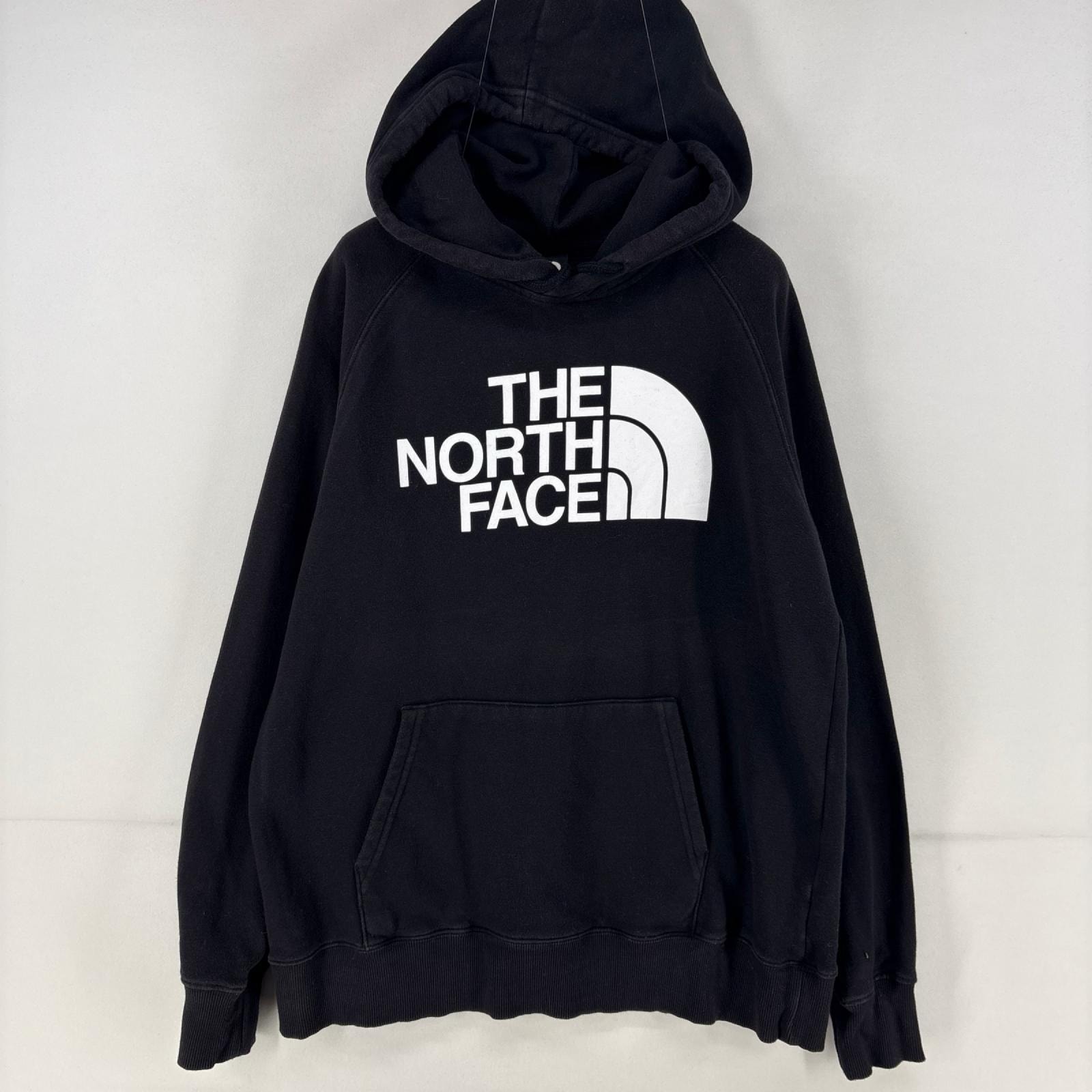 古着 ザ・ノースフェイス THE NORTH FACE パーカー プルオーバー ロゴ スウェット プリント M  ブラック レディース