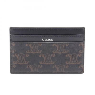 セリーヌ CELINE ミディアム カードホルダー トリオンフ カードケース アクセサリー レザー PVC メンズ ブラック系 / ブラウン系 10N762FGS38SI 【新品】
