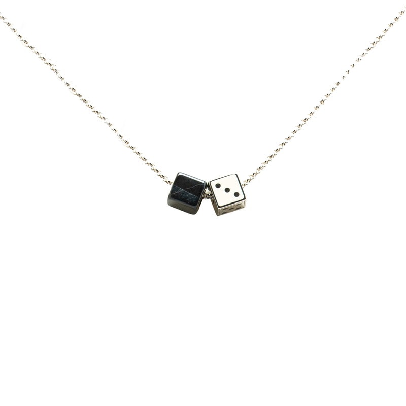 ルイ ヴィトン コリエ ダイス ギャンブリング ネックレス M62688 シルバー ブラック メタル レディース LOUIS VUITTON 【中古】