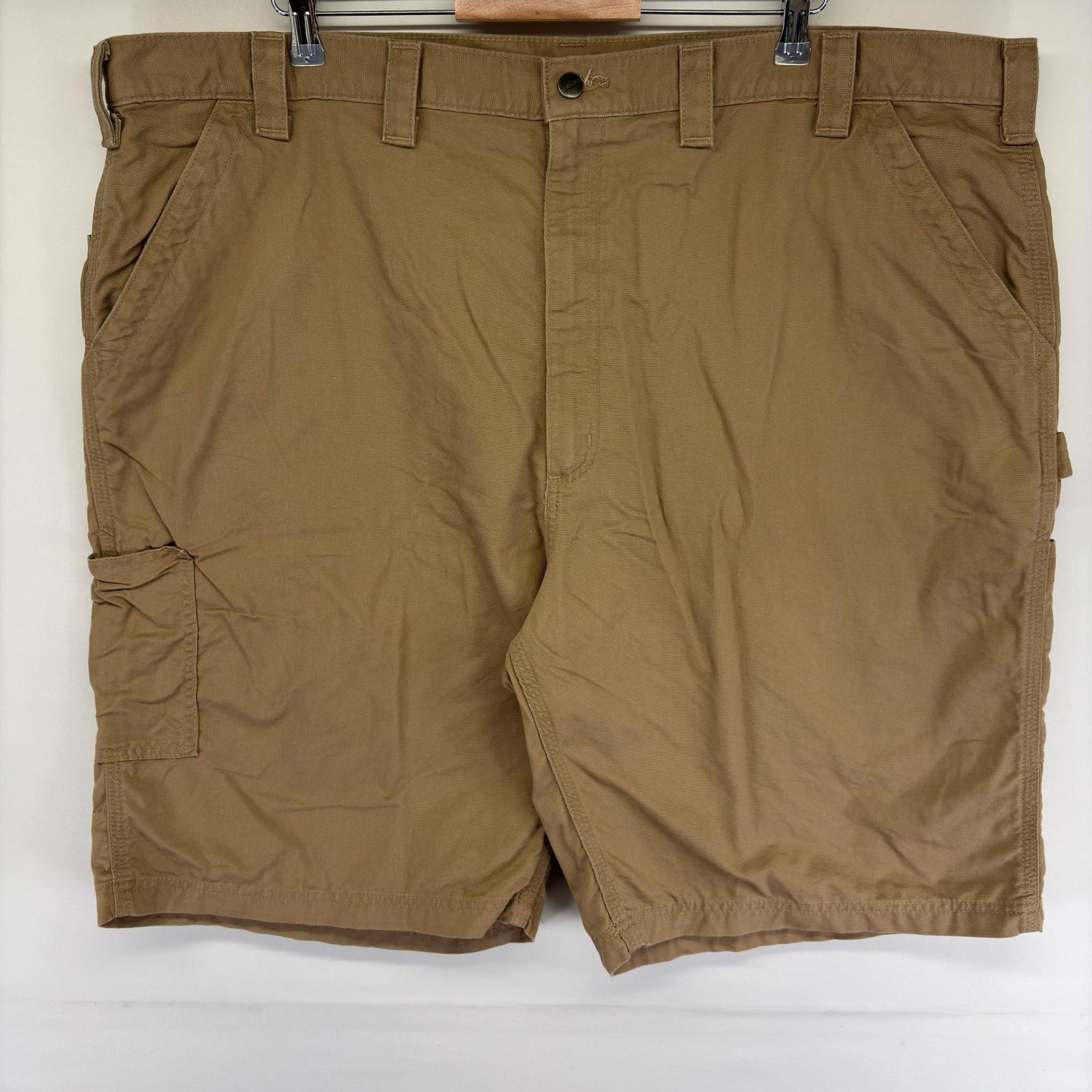 古着 カーハート Carhartt ダック パンツ ワーク ワンポイントロゴ ハーフ ショート ジッパーフライ w48  ベージュ系 メンズ