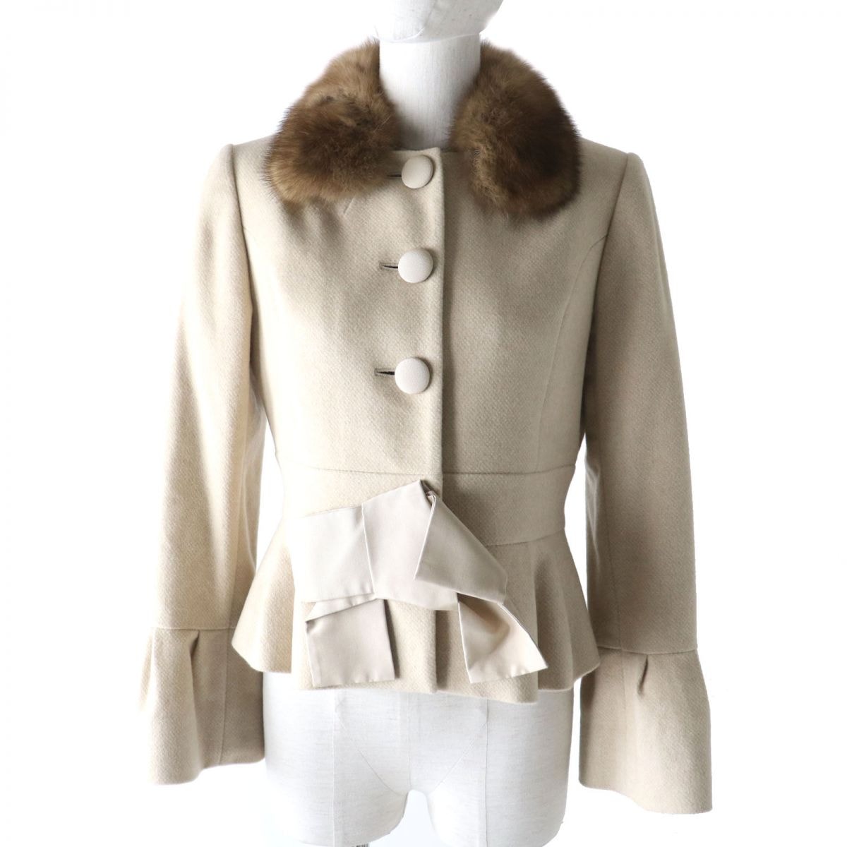 極美品 フォクシー
 ジャケット ベージュ×ブラウン レディース 40