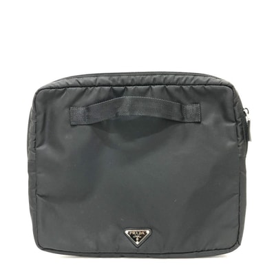 プラダ PRADA トライアングルロゴ ハンドバッグ PCケース PCケース クラッチバッグ ナイロン ブラック