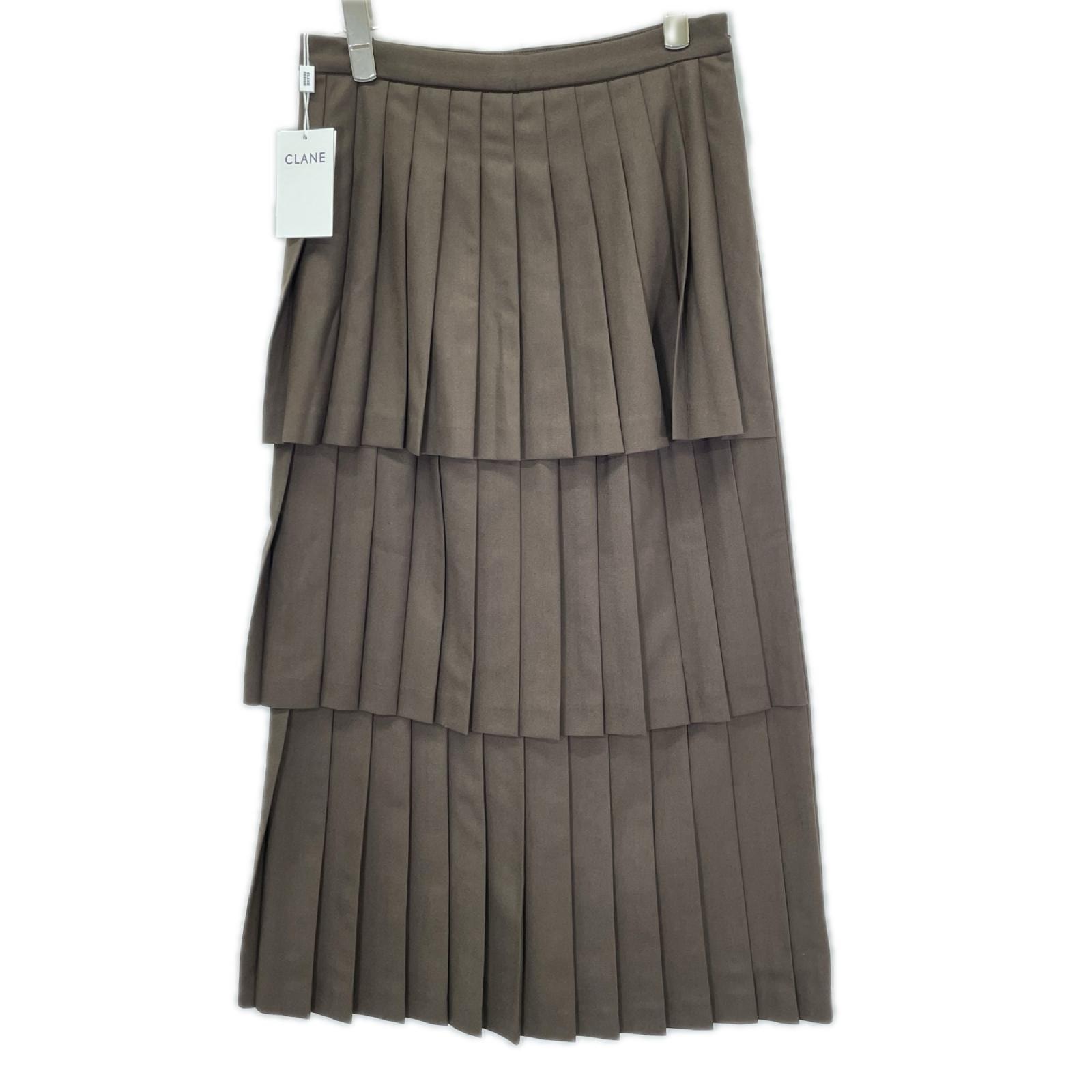 クラネ ×KIM YOU JUNG キムユジョン 11109-6123 ブラウン W FACE PLEATS SKIRT ダブルフェイスプリーツスカート 1