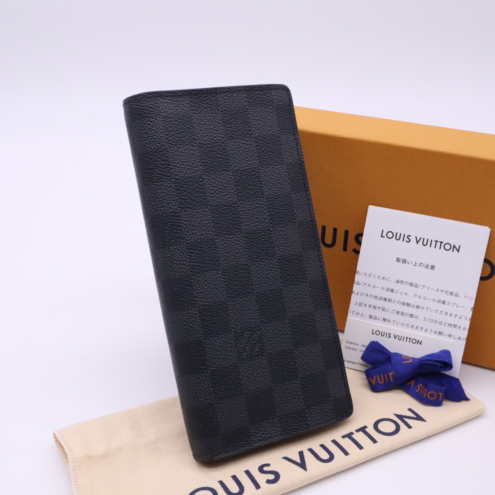 美品 LOUIS VUITTON ルイ・ヴィトン ダミエ グラフィット ポルトフォイユ ブラザ N62665 長財布 ブラック グレー コーティングキャンバス レザー メンズ